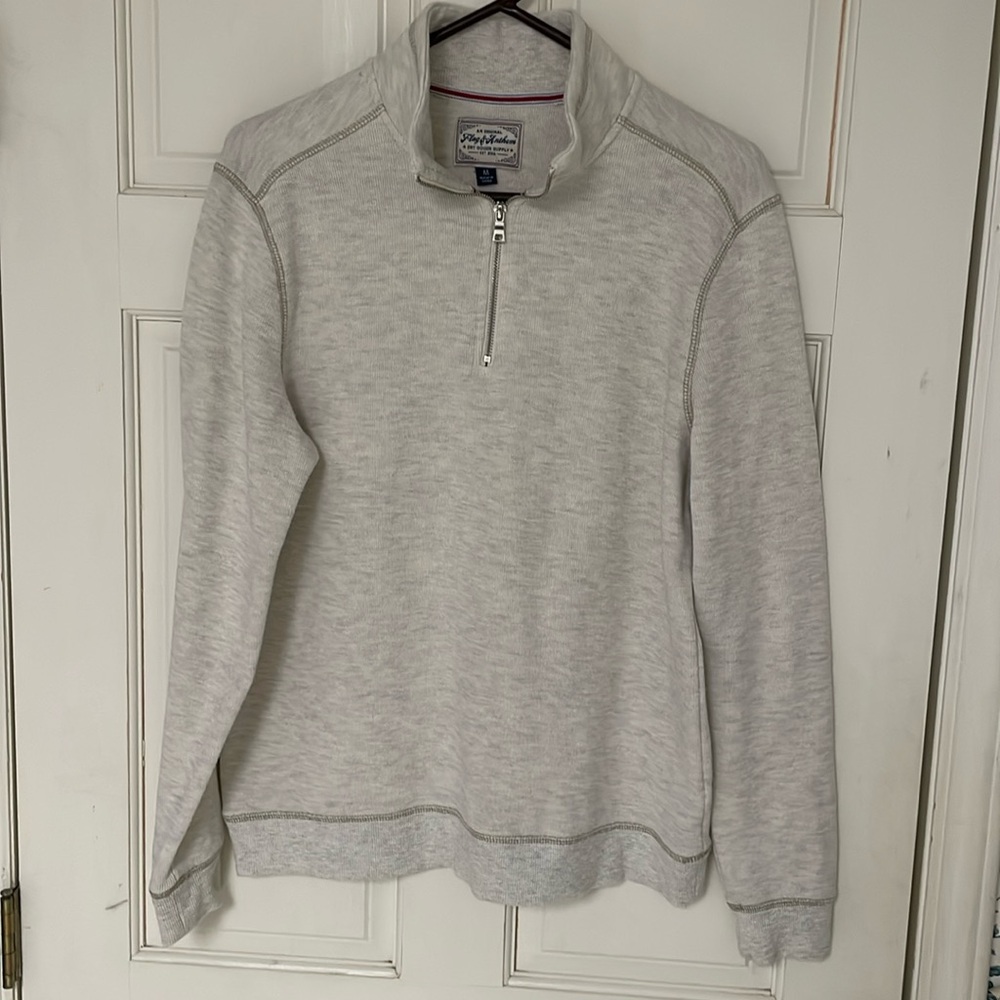 Flag and Anthem knit quarter-zip. Cream. Medium.